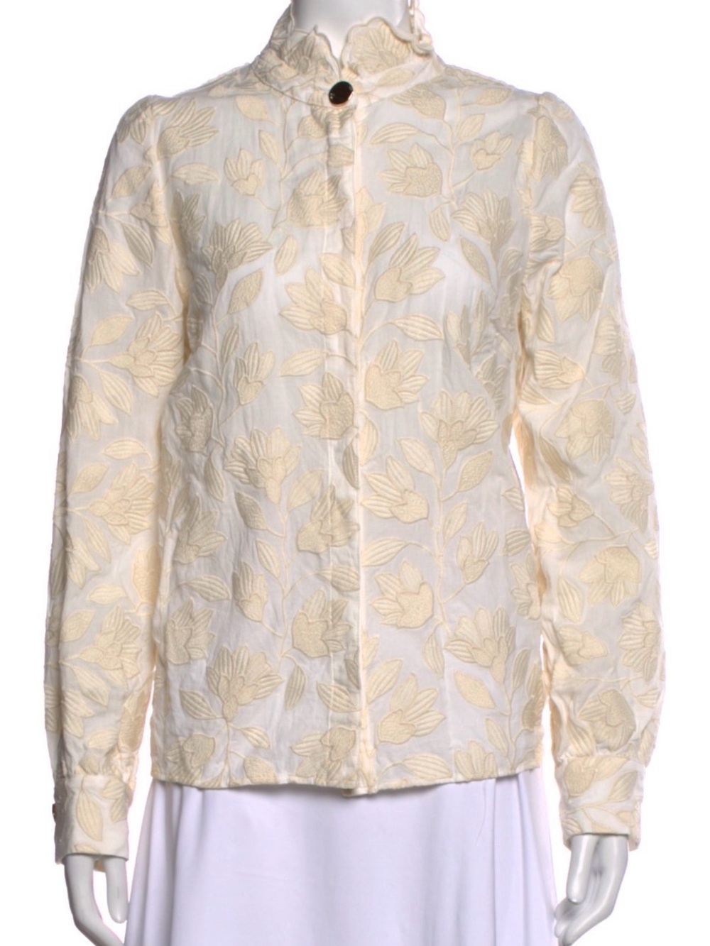 Sézane Ambre Floral Embroidered Blouse Ecru US 10 NWT